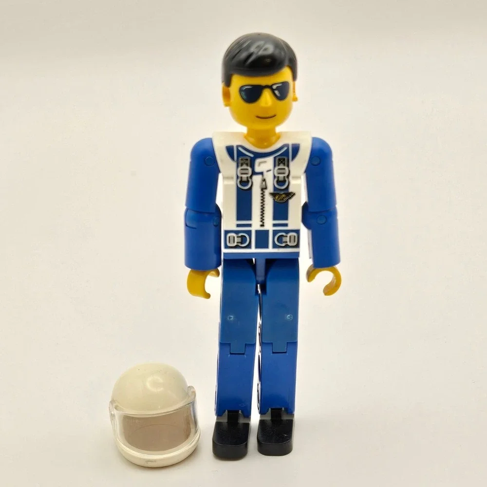 Lego 3.5" Technic Figure Blue White Pilot Driver Vintage Action Figure Toy - Picture 3 of 6